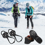 2 Pairs Non Slip Gripper Spike, Ice Grippers Traction Cleats Snow Shoe Spikes Grips Crampons with 10 Steel Studs Cleats