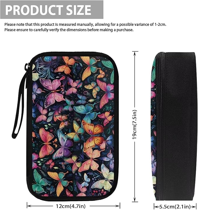 Colorful Butterfly Print Electronic Organizer Pouch Bag, Travel Cable Organizer Bag Multifunctional Case for Cable, Cord, Charger, Hard Drive, Earphone