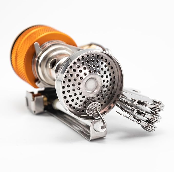 Backpacking Stove Portable Camping Stove Hiking Stove Backpack Stove With Piezoignition Support Wind-Resistance For Outdoor cooking tongs (ORANGE)