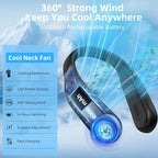 Portable Neck Fan,Hands Free Personal Wearable Bladeless Fan,6000mAh USB Rechargeable,360° Cooling,LED Display,4-Speeds,Birthday Gifts for Men Women Dad Mom,Outdoor Indoor Travel Camping (Black)