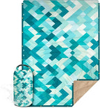 Outdoor Camping Blanket with Sherpa Lining, Extra Warm Thick Camp Blankets and Puffy Ultralight Soft Poncho DWR Camping Quilt for Cold Weather, Adventure, Sleeping, Backpacking 78"x 56"