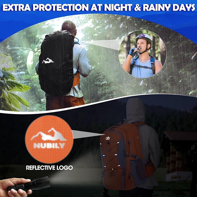 NUBILY 50L Hiking Backpack Waterproof Camping Backpack for Men Women Lightweight HIking Daypack Outdoor Travel Daypack
