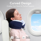 Travel Pillow, 100% Pure Memory Foam Travel Neck Pillow Airplane Neck Support Ergonomic Design for Traveling Suitable for Airplanes,Offices and Cars-Cooling Silk Blue