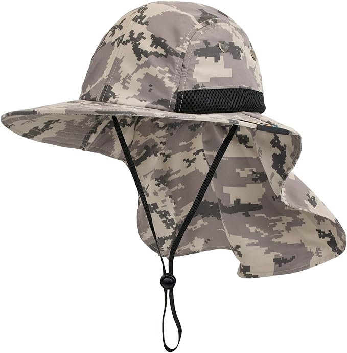 SUN CUBE Sun Hat for Men, Wide Brim Fishing Hat Neck Flap Cover Men, Women, Hiking, Camping, Sun Protection UV, Gardening