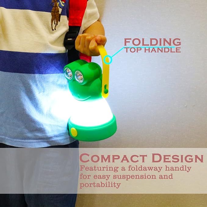 Outdoor Equipment LED Camping Lantern & Headlamp Set for Kids, FANT.LUX Battery Powered Night Light for Emergency, Hurricane, Lightweight Tent Lamp for Children (Frog Set)