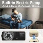 Simpli Comfy 18” Twin Inflatable Air Mattress with Built-in Dual Pump, Elevated, Adjustable Firmness, Self-Inflating Blow-Up Mattress with Storage Bag for Home, Guest, Travel, Camping, Relocation