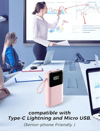 Power Bank, 15000mAh Portable Charger with Built in Cable, 22.5W Fast Charging, 6 Outputs, Slim Travel Essential Battery Pack with LED Display, Compatible with iPhone 16/15/14/13, Samsung, iPad, etc