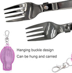 Acantha Foldable Fork and Spoon Set, Portable Folding Spoon and Fork Set with Two Plastic Storage Cases for Travel Camping Outdoors Picnic