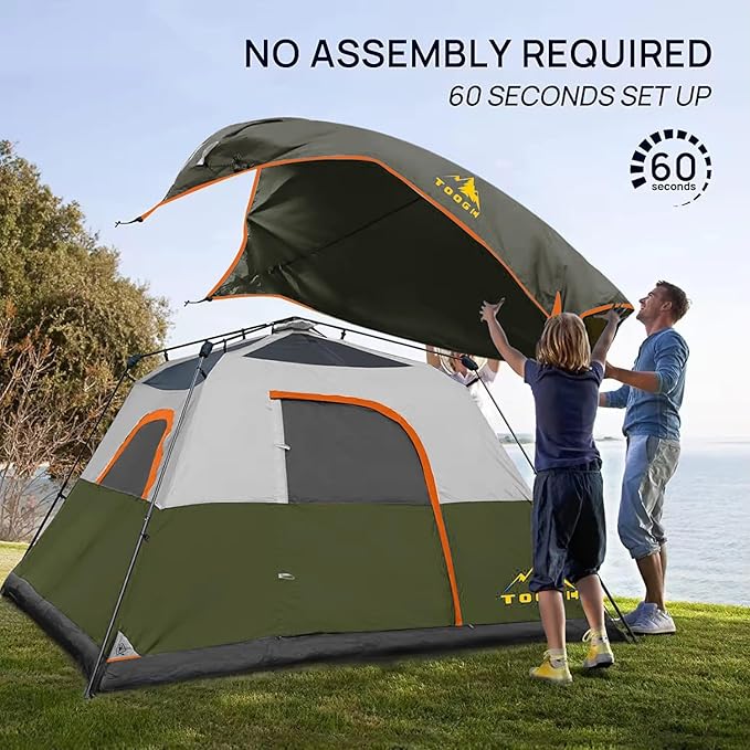 3/4 Person/6 Person Camping Tent Fast Cabin Tent with Instant Setup Tent, Weatherproof Tent Easy Quick Set Up & Pop Up in 60 Seconds with Rainfly Backpack for Family Camping,Upgraded Ventilation