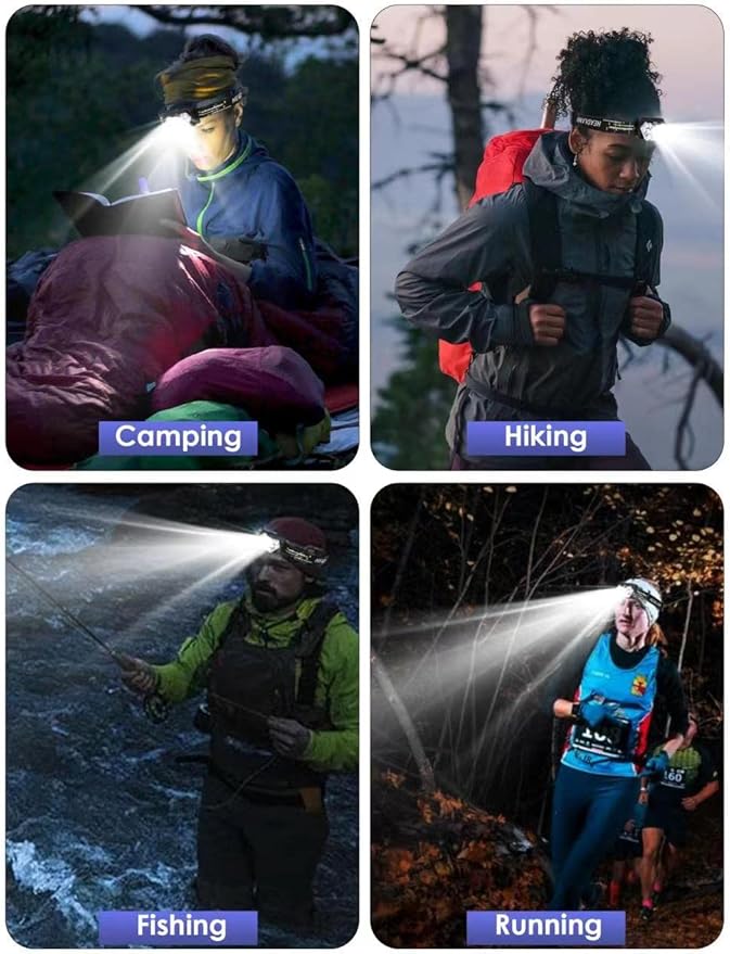2000 Lumen 9 LED Headlamp, Ultra Bright Head Lamp with 6 Modes, Lightweight Head with Adjustable Strap, IPX5 Waterproof Headlight Great for Camping Hiking, 3 AAA Batteries Included