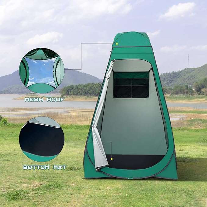 BRIAN & DANY Pop Up Shower Tent, Portable Privacy Camping Changing Tent, Camp Toilet Bathroom Pod with Rain Shelter & Windows, UPF 50+ & Waterproof, 47.2" x 47.2" x 74.8"