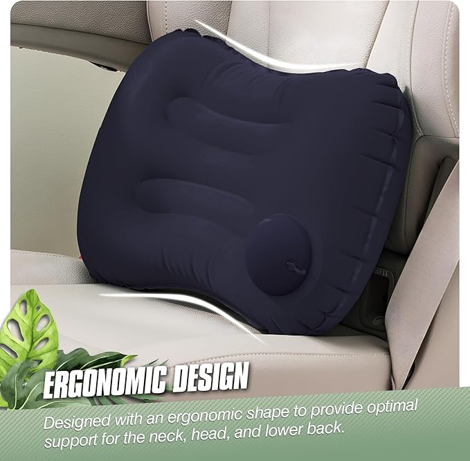 2-Pack Inflatable Camping Pillow, Portable Travel Pillow for Sleeping, Lightweight Compact Inflatable Pillows for Beach, Hiking, Backpacking, Airplane Travel, Press-to-Inflate (Navy Blue)