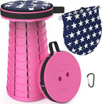 ALEVMOOM Portable Telescoping Collapsible Stool with Cushion & Bag, Retractable Folding Stool for Adults, Lightweight But Sturdy Capacity 440 lbs for Camping Fishing Hiking BBQ