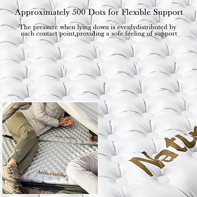 Naturehike Ultralight Inflatable Sleeping Pad -R-Value 5.8 withstands -20°C 8 Layers and Aluminum Film Insulation，for Camping, Backpacking, Hiking, with Inflatable Bag