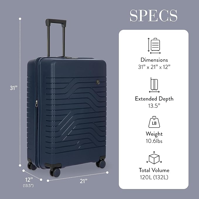 Bric's 30" Expandable Spinner Suitcase - Travel Luggage with TSA-Approved Lock and Hard Shell Exterior - B|Y Ulisse - Ocean Blue