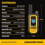 DEWALT FRS Walkie Talkies Long Range 2 Way Radio, 1 Watt, Waterproof & Rechargeable, 6 Pack with Gang Charger, DXFRS300-BCH6