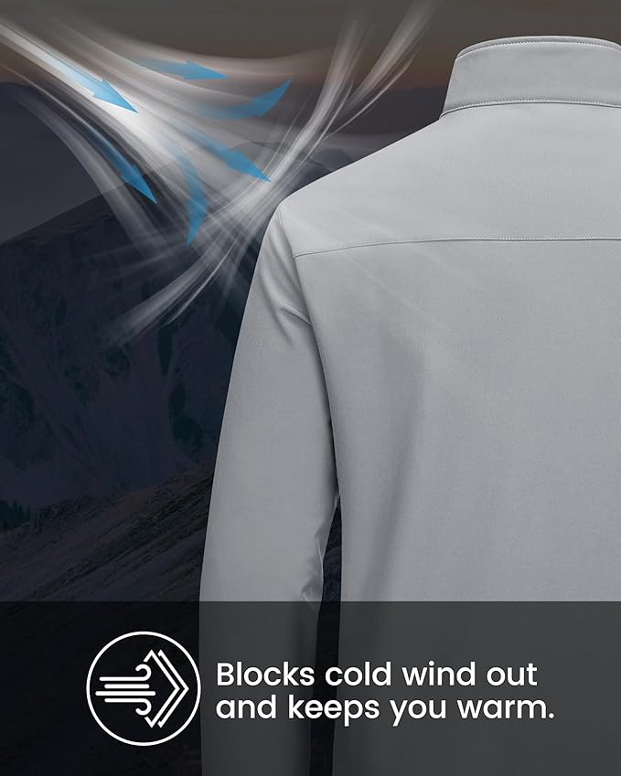 MAGCOMSEN Men's Fleece Lined Softshell Jacket Waterproof Windbreaker Rain Jacket for Tactical Hiking