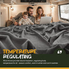 Merino Wool Blend Camping Blanket Ultra Warm, Moisture Wicking, Portable Outdoor Blanket for Camping, RV Trips, Adventures, Picnic, Bushcraft Survival Kits, Large 86"x62"