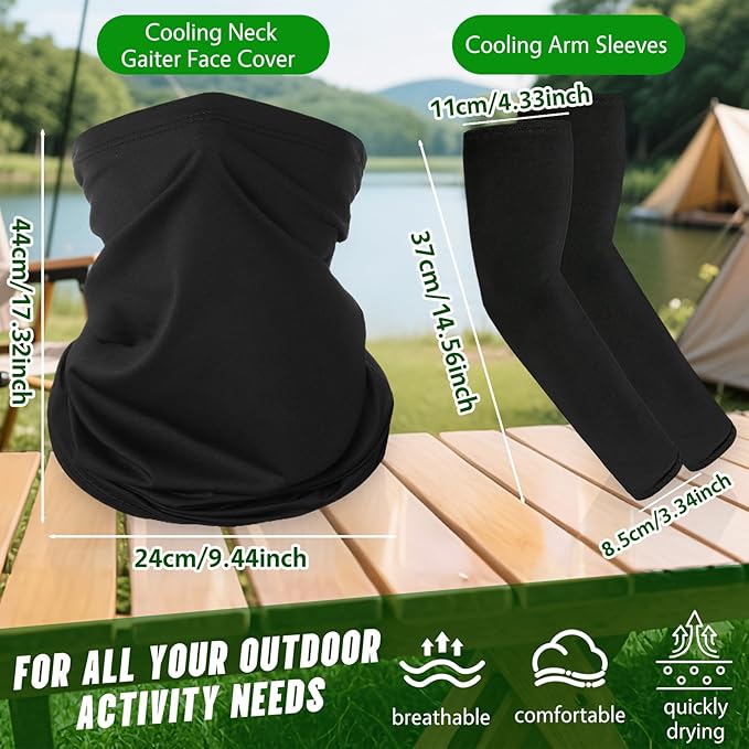 Solar Fan Hat for Men,Wide Brim Sun Hat with 3 Solar Fans,Neck Gaiter and Arm Sleeves,Fishing Hat with Solar Fans Built in,Outdoor Fishing Hiking Gardening Cool Hats Black