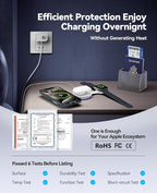Wireless Charger iPhone Charging Station - 3-in-1 Magnetic MagSafe Charger Multiple Devices for Apple, 15W Fast Charging Foldable Travel Charging Pad for iPhone 17/16/15/14/13/12, AirPods, Watch White