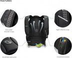Swissdigital Design Men's Laptop Backpack for College and Business Travel with Integrated USB Charging Port and RFID Protection Fits Laptops up to 15.6 in, Black | J14-BR