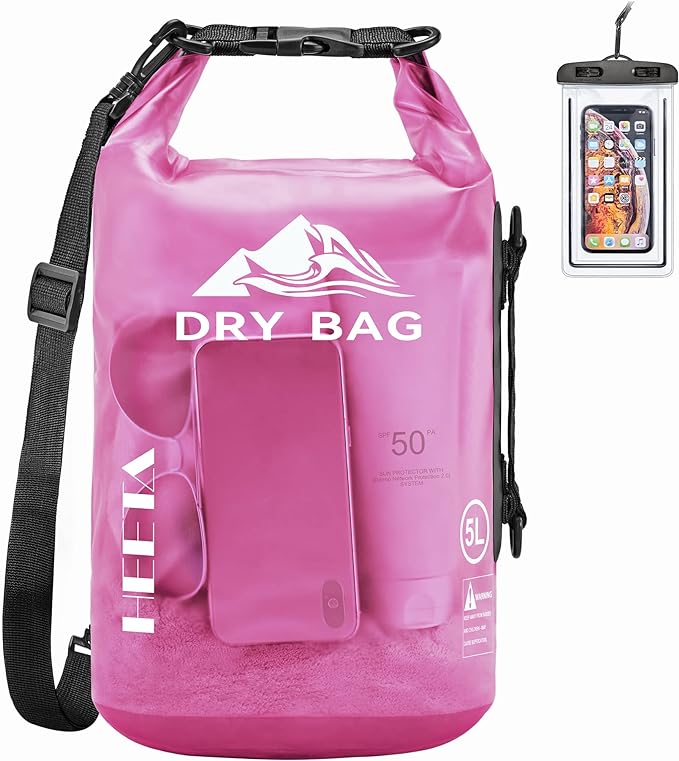 HEETA Dry Bag Waterproof for Women Men, 5L/10L/20L/30L/40L Roll Top Lightweight Dry Storage Bag Backpack with Phone Case for Travel Swimming Boating Kayaking Paddle Board Camping Beach Accessories