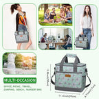 iknoe Large Cooler Bag Collapsible, 15L Insulated Bags, Leakproof Lunch Cooler Tote with Multi-Pockets for Adult, Insulated Lunch Box for Beach, Picnic,Work, Daisy 24-Can