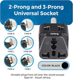 OREI US to India Plug Adapter- Type D Travel Adapter - 2 in 1 Travel Adapter for India, Nepal, Pakistan - CE Certified - RoHS Compliant - 300 Pack, Black