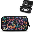 Colorful Butterfly Print Electronic Organizer Pouch Bag, Travel Cable Organizer Bag Multifunctional Case for Cable, Cord, Charger, Hard Drive, Earphone