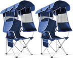Beach Chair with Canopy Shade, Folding Camping Chair with Canopy with Cup Holder, Side Pocket for Camp, Beach, Tailgates, Fishing - Support 330 LBS