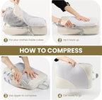 10 Set Compression Packing Cubes, Lightweight Travel Essentials, Stretchable Expandable Storage Bags, Compression Bags for Travel Accessories Luggage Storage Set (10 Pcs, Beige)