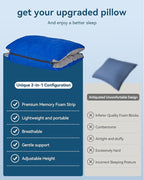 JefDiee Camping Pillow for Sleeping Bags with Memory Foam and Washable Cover Travel Lumbar Pillow for Car, Sleeping Bags, Office Chair Back Support Office Chair Back Support(Azure, Standard)