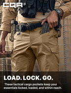 CQR Men's Flex Ripstop Tactical Pants, Water Resistant Stretch Cargo Pants, Lightweight EDC Hiking Work Pants