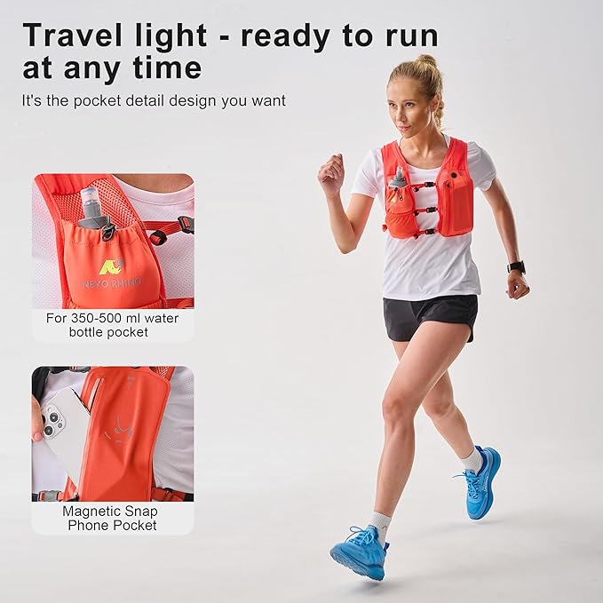 Running Vest with 350 ML TPU Soft Flask, Small Running Water Vest -Adjustable Chest Straps, Lightweight Hydration Vest Pack for Trail Marathon Hiking Cycling for Women Men Mini