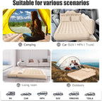 Car Air Mattress, Inflatable SUV Truck Air Mattress Back Seat Camping Bed Thickened Car Sleeping Pad for Travel, Car Bed SUV Mattress with Air Pump 2 Pillows