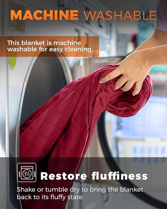 KingCamp Ultralight Camping Blanket, Packable Down Alternative Puffy Wearable Blankets Weatherproof Warm Package Quilt with Snap Buttons for Outdoor Hiking Travel Picnic Stadium (79" L x 53" W, Wine)