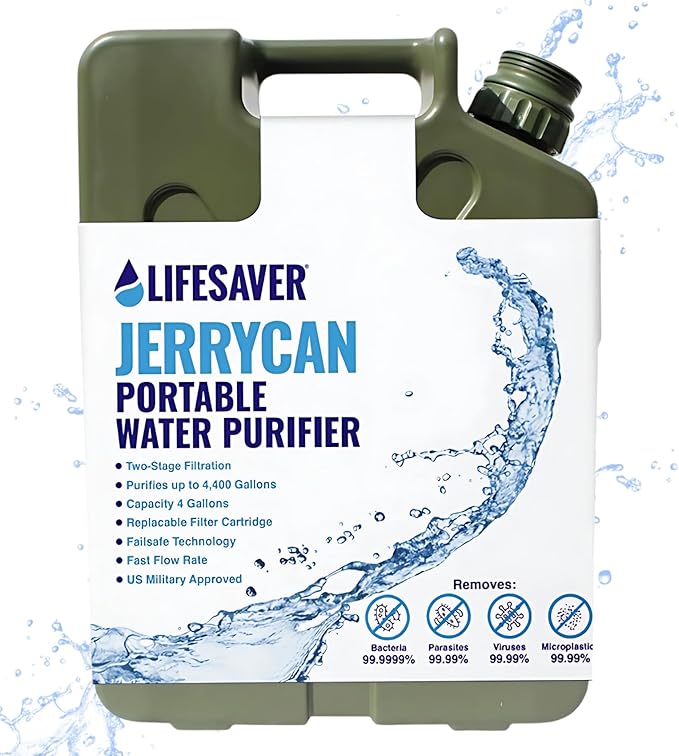 Lifesaver Jerrycan Water Purifier - Military Spec, Heavy Duty Water Purifier for Overlanding, Camping, Hiking, Emergency Preparedness and Survival Kit