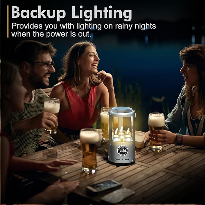 Candle Lantern, Camping Gear for Campers and Emergency Use, Without Candles (Silver)