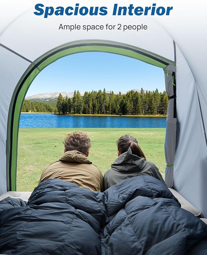 JOYTUTUS Pickup Truck Tent 6.5ft 2.0, Waterproof PU2000mm Double Layer for 2 Person, Portable Truck Bed Tent with Rainfly - Green