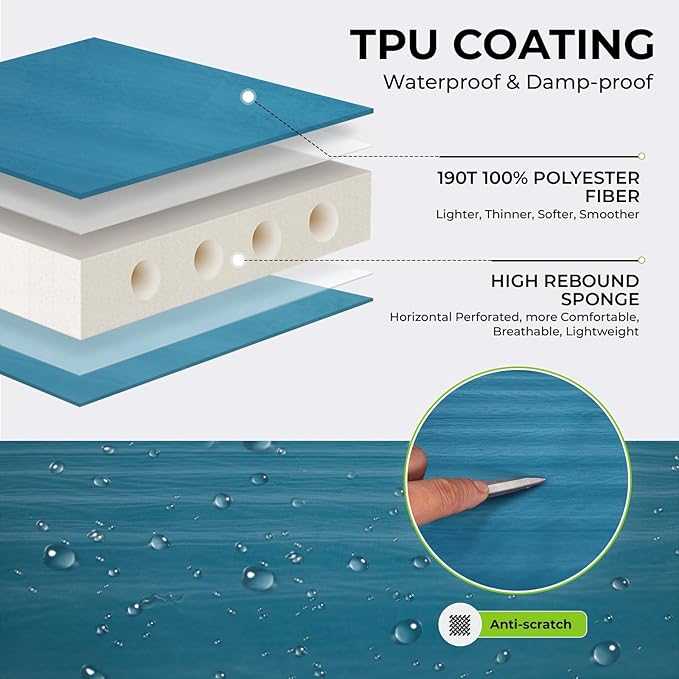 FUNDANGO Camping Self-Inflating Sleeping Pad, Single Twin Size air Foam Mattress Cot with Pump Sack for Tents Car Van Outdoor Home