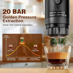 Portable Battery Espresso Coffee Maker for Travel, 20 bar Mini Car Espresso Machines, 3-in-1 Self-Heating Electric Espresso Maker, USB-C Ground Coffee & Capsule Pod(Ns&DG) RV, Hiking, Office