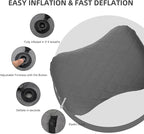 AIRSPIRIT Inflatable Camping Pillow Ultralight Adjustable Firmness, TPU Travel Pillow for Neck & Lumbar Support, Hiking, Backpacking, Airplane, Car Travel & Beach with Removable Washable Cover (Grey)