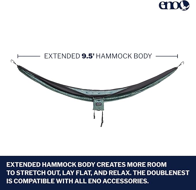 ENO DoubleNest Hammock - Lightweight, Portable, 1 to 2 Person Hammock - for Camping, Hiking, Backpacking, Travel, a Festival, or The Beach - Optical Illusion/Charcoal