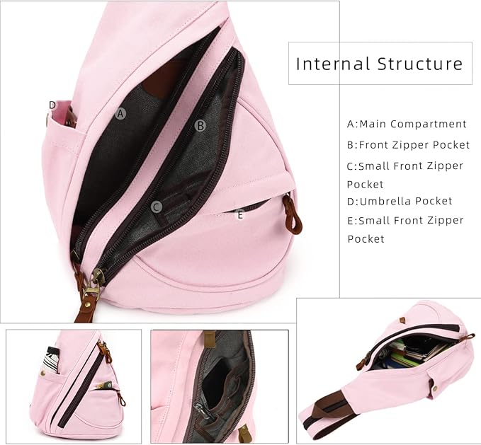 KL928 Canvas Sling Bag - Small Crossbody Backpack Shoulder Casual Daypack Rucksack for Men Women(Large Version)