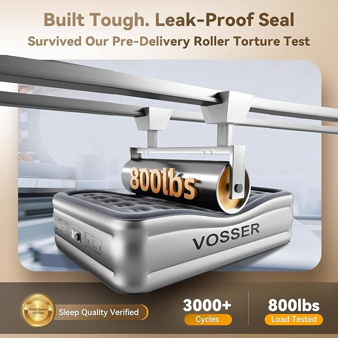 Air Mattress Queen with Built in Pump,Blow Up Mattress in 3 Mins,18'' Raised Self Inflatable Mattress,Portable Airbed for Home,Floor&Travel,Queen Size Air Matress for Adults,660LB Max,Silver