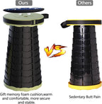 ALEVMOOM Upgraded Collapsible Stool with Cushion & Carry Bag, 500lbs Max Weight Portable Telescoping Stool, More Sturdy Lightweight Retractable Seat Folding Chair for Camping & Outdoors