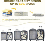 10 Set Compression Packing Cubes, Lightweight Travel Essentials, Stretchable Expandable Storage Bags, Compression Bags for Travel Accessories Luggage Storage Set (10 Pcs, Beige)