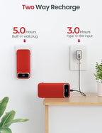 12000mAh Lightweight-Portable-Charger-Power-Bank with Built-in Cables and AC Wall Plug, PD20W USB-C Fast Charging Battery Pack, LED Display External Travel Phone Charger for All iPhone,Samsung,Android