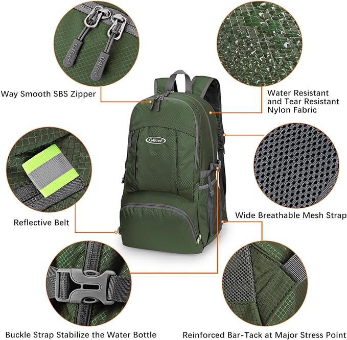 G4Free 40L Lightweight Packable Hiking Backpack, Waterproof Travel Daypack