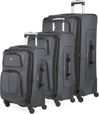 SwissGear Sion Softside Expandable Luggage, Dark Grey, 3-Piece Set (21/25/29)